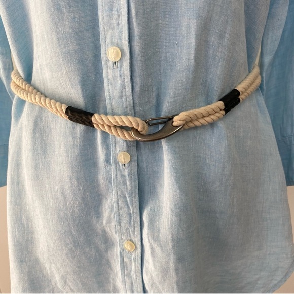 Lauren Ralph Lauren 100% Linen Button Front Tunic Top with Rope Belt Size Small - Picture 11 of 16